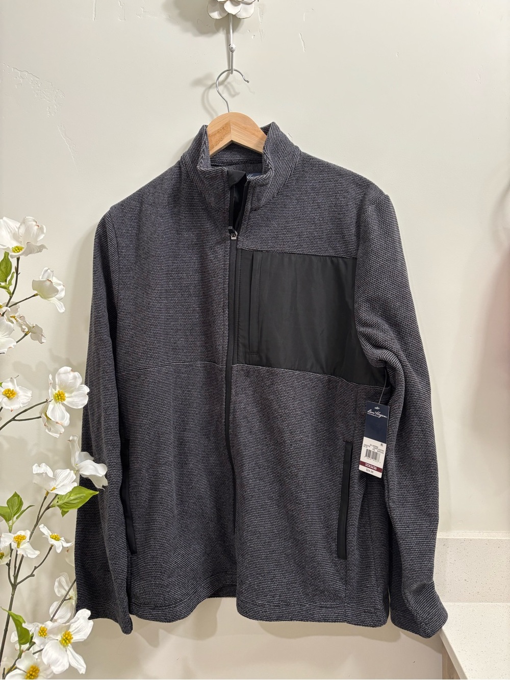 Hogan Men's Dark Gray/Black Zip-Up Sweater Jacket